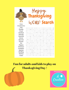 Thanksgiving Word Search Printable 